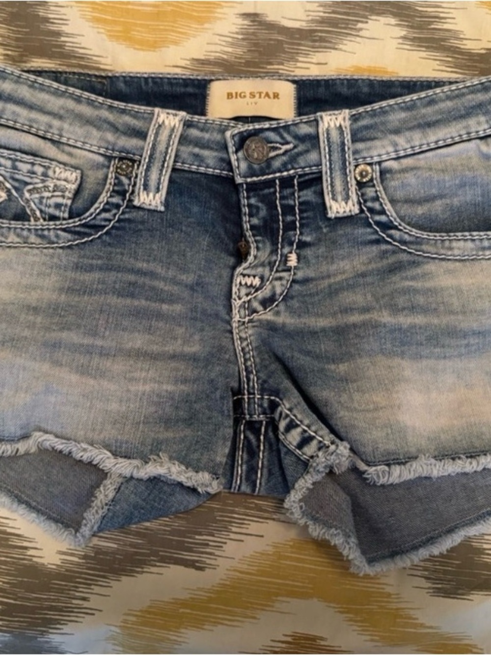 Big Star Light Blue Distressed Denim Jean Shorts